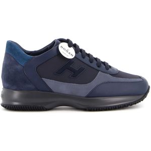 Hogan Blauwe leren panel patch instapschoenen , Blue , Heren , Maat: 40 EU