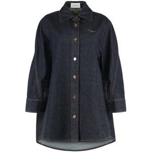 Givenchy, Dames, Blouses & Shirts, Blauw, Maat: XS Katoen,