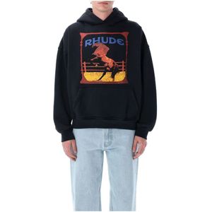 Rhude, Heren, Sweatshirts & Hoodies, Zwart, Maat: M Katoen,