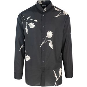 Emporio Armani, Heren, Overhemden, Zwart, Maat: 2XL Viscose,