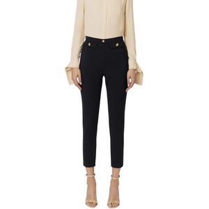 Elisabetta Franchi, Dames, Broeken, Zwart, Maat: S Poliester,