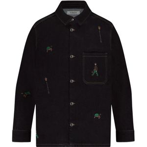 Flâneur, Heren, Overhemden, Blauw, Maat: L Denim,