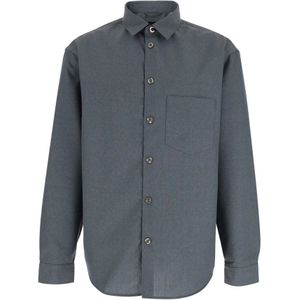 Plain, Heren, Overhemden, Grijs, Maat: M Wol,