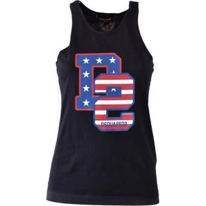 Dsquared2, Dames, Tops, Zwart, Maat: XS Katoen,