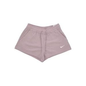 Nike Ribgebreide Jersey Shorts in Taupe/Wit , Pink , Dames , Maat: S