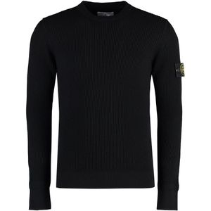 Stone Island, Heren, Truien, Zwart, Maat: XL Wol,