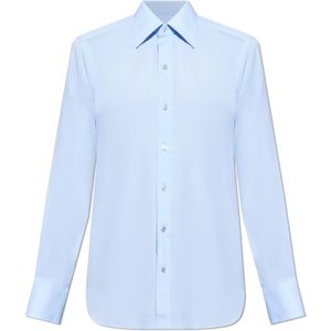 Tom Ford, Heren, Overhemden, Blauw, Maat: XL Katoen,