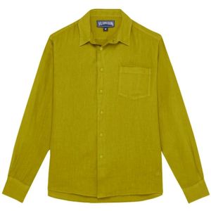 Vilebrequin, Heren, Overhemden, Groen, Maat: M Linnen,