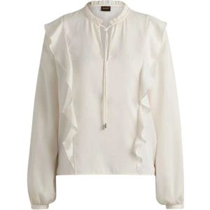 Hugo Boss, Dames, Blouses & Shirts, Wit, Maat: S Katoen,