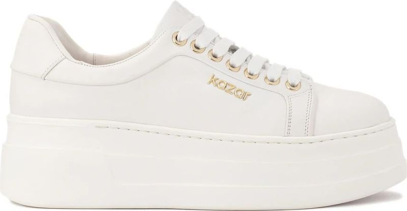 Kazar - Witte Leren Sneakers - Dames - Dikke Zool