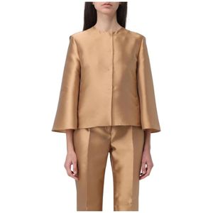 Alberta Ferretti, Dames, Jassen, Beige, Maat: M Linnen,