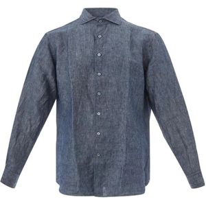 Lardini, Heren, Overhemden, Blauw, Maat: 2XL Linnen,