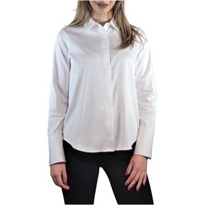 Soluzione, Dames, Blouses & Shirts, Wit, Maat: S Katoen,