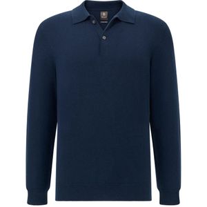 Boggi Milano - Cashmere Blend Polo - Blauw - Heren - Ronde Hals - Lange Mouwen