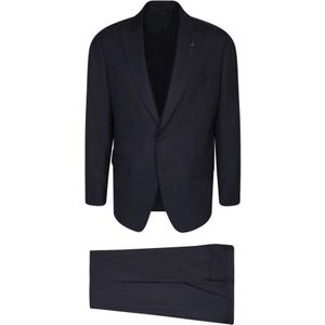 Lardini, Heren, Pakken, Blauw, Maat: L Wol,