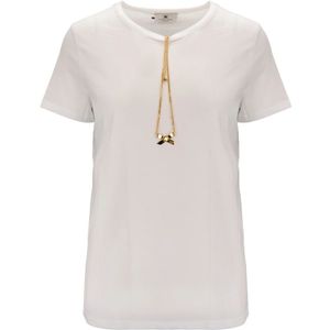 Elisabetta Franchi, Dames, Tops, Wit, Maat: M Jersey,