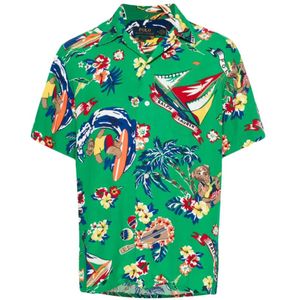 Polo Ralph Lauren, Heren, Overhemden, Groen, Maat: S Viscose,