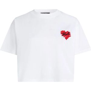 Karl Lagerfeld, Dames, Tops, Wit, Maat: L Katoen,