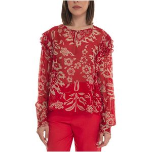 Liu Jo, Dames, Blouses & Shirts, Rood, Maat: S Zijde,
