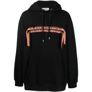 Lanvin Logo-Appliqué Hoodie , Black , Heren , Maat: S