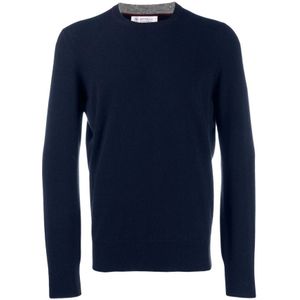 Brunello Cucinelli, Heren, Truien, Blauw, Maat: L Kasjmier,