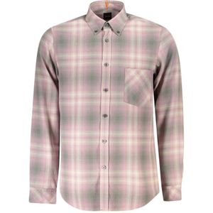 Hugo - Katoenen Overhemd - Roze - Lange Mouwen - Button-down Kraag