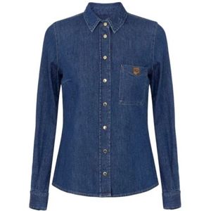 Elisabetta Franchi, Dames, Blouses & Shirts, Blauw, Maat: XS Denim,