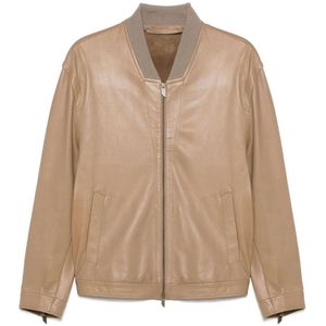 Salvatore Santoro, Heren, Jassen, Beige, Maat: L Leer,