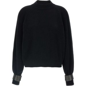 Brunello Cucinelli, Dames, Truien, Zwart, Maat: M Kasjmier,