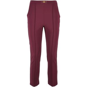Elisabetta Franchi, Dames, Broeken, Rood, Maat: XS Leer,