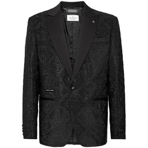 Philipp Plein, Heren, Jassen, Zwart, Maat: 2XL Wol,