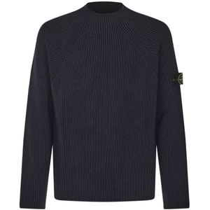 Stone Island, Heren, Truien, Blauw, Maat: M Wol,