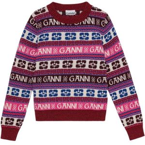 Ganni, Dames, Truien, Veelkleurig, Maat: S Wol,