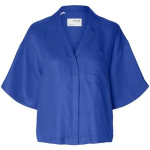 Selected Femme, Dames, Blouses & Shirts, Blauw, Maat: M Linnen,