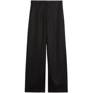 Max Mara, Dames, Broeken, Zwart, Maat: 2XS Linnen,