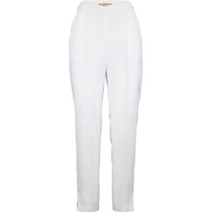 Elisabetta Franchi, Dames, Broeken, Wit, Maat: M Poliester,
