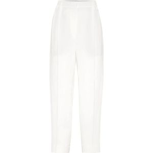 Brunello Cucinelli, Dames, Broeken, Wit, Maat: S Linnen,