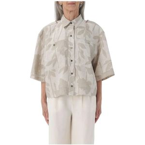 Brunello Cucinelli, Dames, Blouses & Shirts, Beige, Maat: S Linnen,