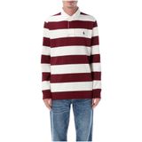 Polo Ralph Lauren - Shirt - Wijnrood/Wit - Polokraag - Lange Mouw