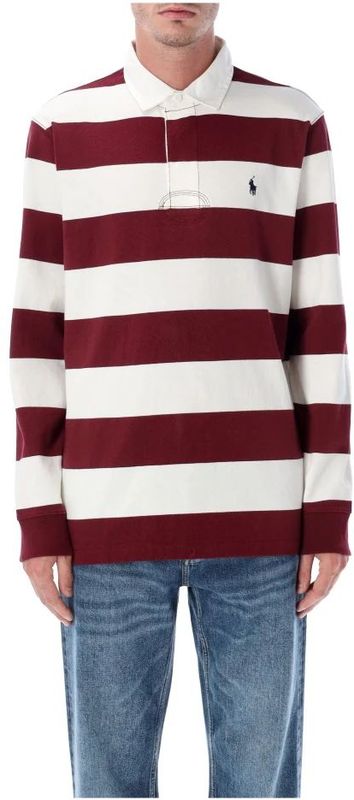 Polo Ralph Lauren - Shirt - Wijnrood/Wit - Polokraag - Lange Mouw