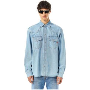 Diesel, Heren, Overhemden, Blauw, Maat: S Katoen,