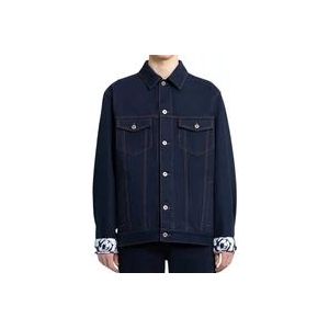 Burberry Indigo Blauwe Oversized Denim Jas , Blue , Heren , Maat: M