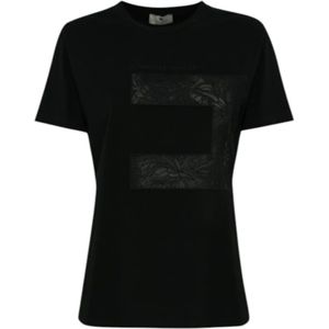 Elisabetta Franchi, Dames, Tops, Zwart, Maat: M Katoen,