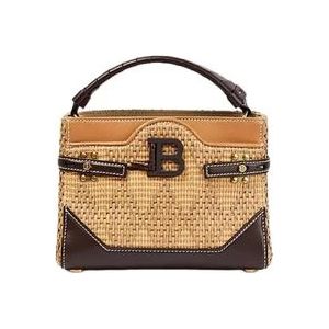 Balmain B-Buzz 22 Top Handvat Leren Tas , Beige , Dames , Maat: ONE Size