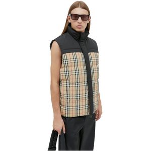 Burberry Omkeerbare Check Panel Gilet , Beige , Dames , Maat: L