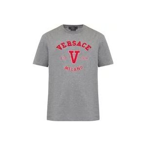 Versace T-shirt met logo , Gray , Heren , Maat: M