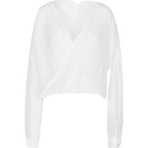 Jucca, Dames, Blouses & Shirts, Wit, Maat: M Katoen,