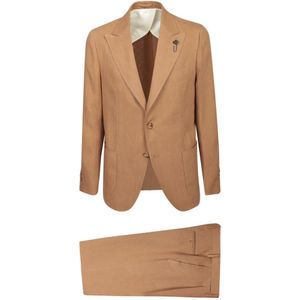 Lardini, Heren, Pakken, Bruin, Maat: XL Linnen,