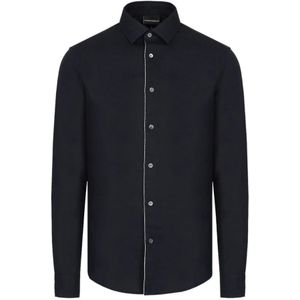 Emporio Armani, Heren, Overhemden, Blauw, Maat: M