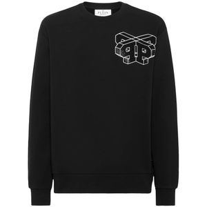 Philipp Plein, Heren, Sweatshirts & Hoodies, Zwart, Maat: XL Fleece,